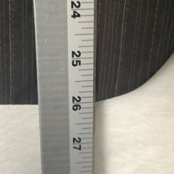 Script Blazer Women Size 10 Brown Pinstripe 2 Button 1 Vent Stretch - Picture 10 of 11